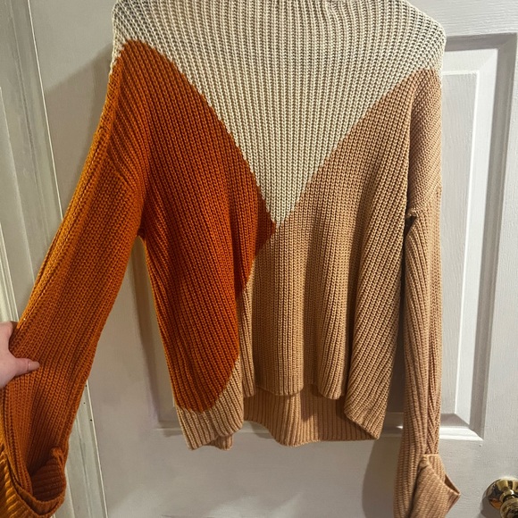 Colorblock Knit Sweater - Beige, Cream, and Rust - Picture 5 of 6
